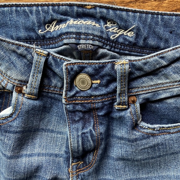 American Eagle Low Rise Slim Bootcut SZ 8 Long Stretch Dark Wash, 2010 Cool EUC - Picture 4 of 14